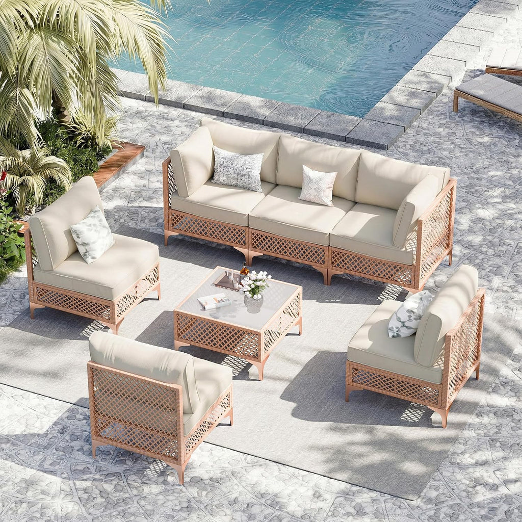 7‑Piece Wicker Patio Conversation Set