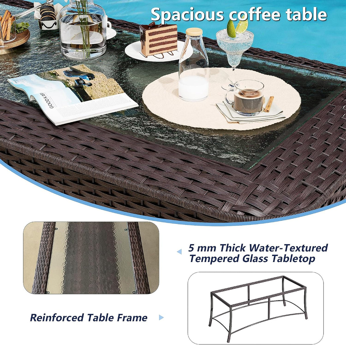 7‑Piece Wicker Patio Fire Pit Set