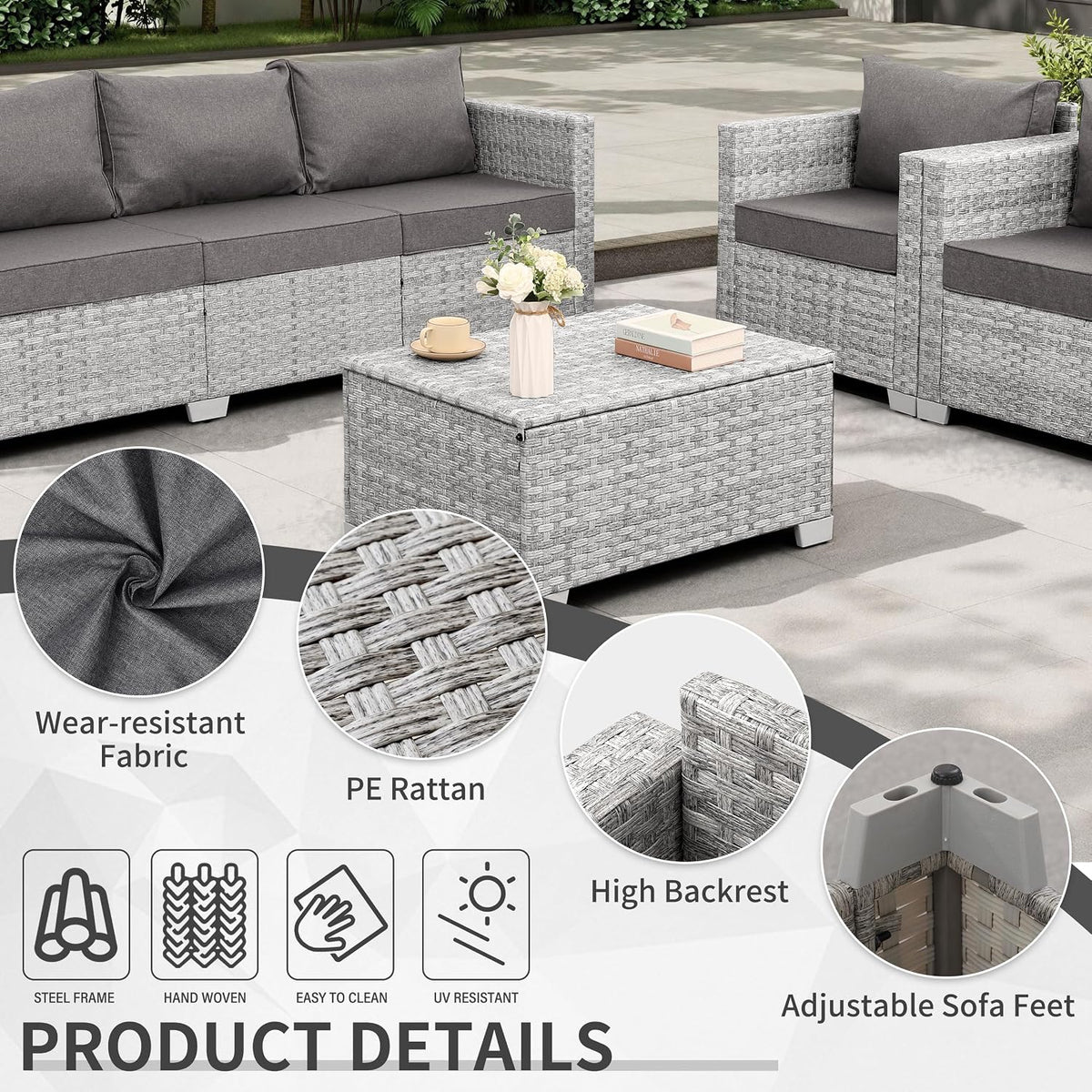 4‑Piece Wicker Patio Conversation Set