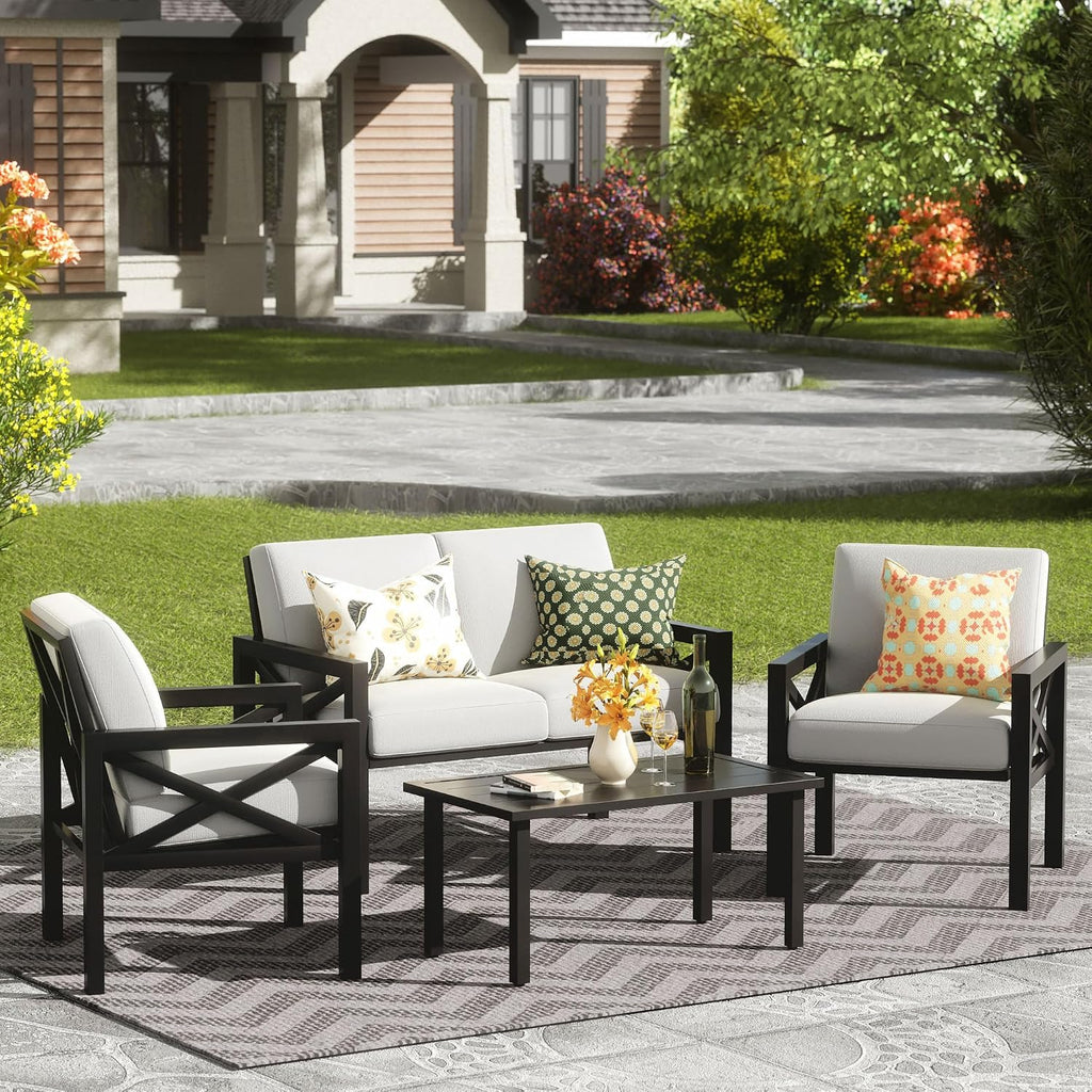 4‑Piece Metal Patio Conversation Set