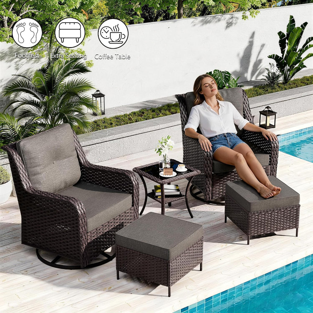 7‑Piece Wicker Patio Fire Pit Set