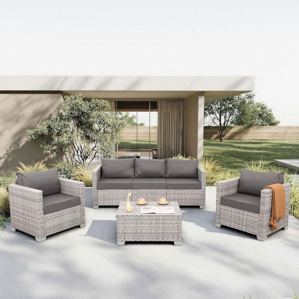 4‑Piece Wicker Patio Conversation Set