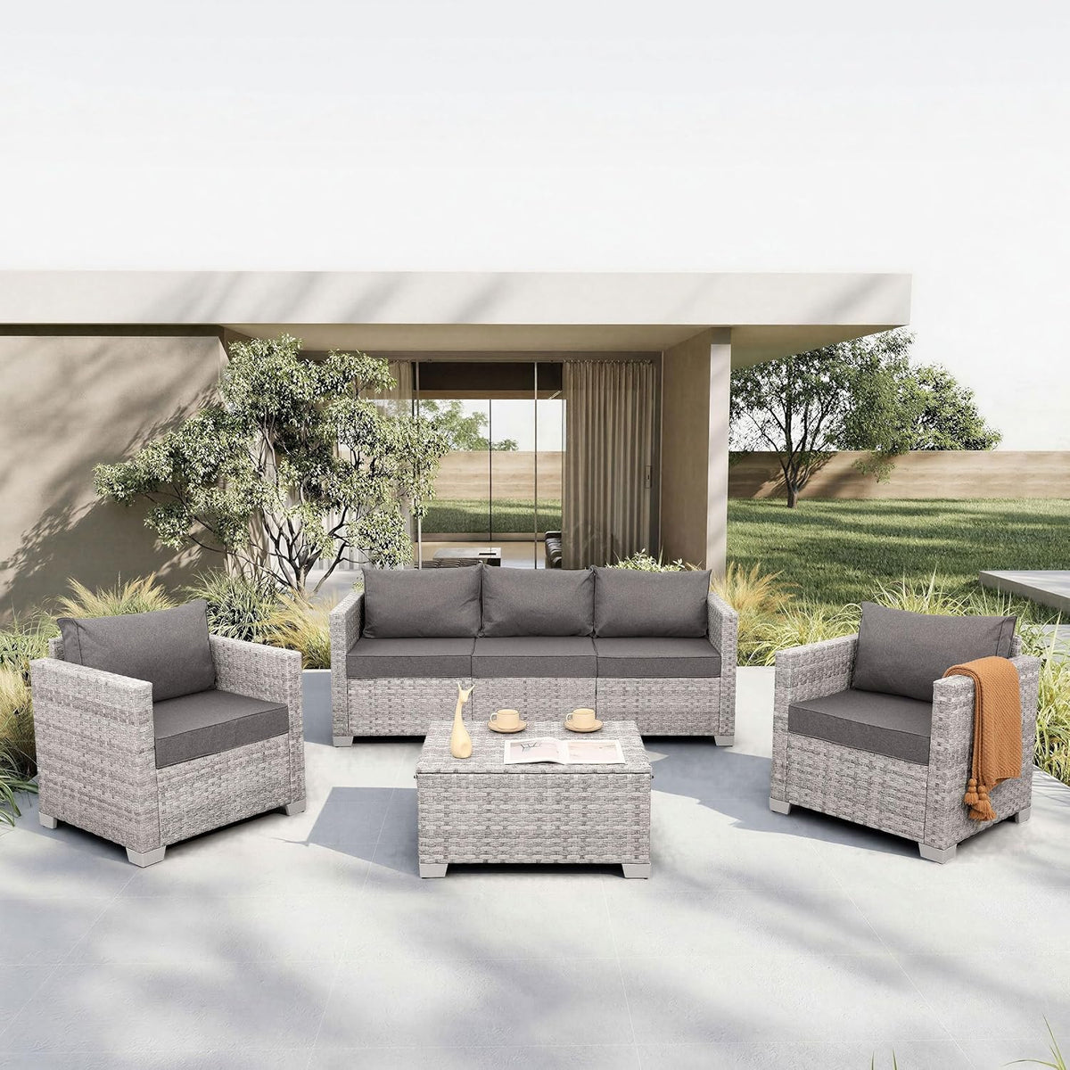 4‑Piece Wicker Patio Conversation Set
