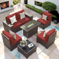 7‑Piece Wicker Patio Fire Pit Set