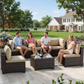 7‑Piece Wicker Rattan Patio Sofa Set