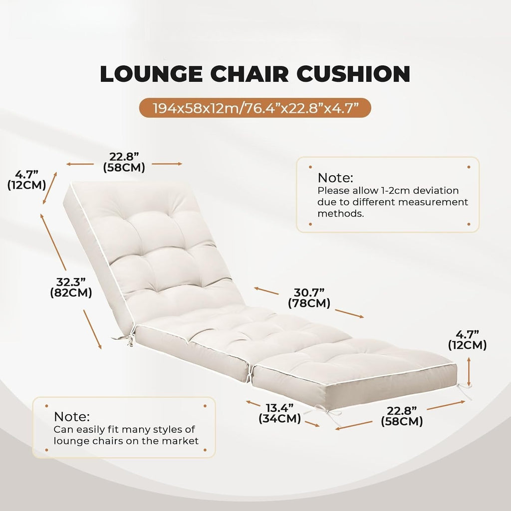 Waterproof Non‑Slip Chaise Lounge Cushion